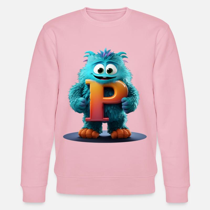 Monstre bleu avec P géant - Sweat bio CHANGER Stanley/Stella Unisexe - rose pâle