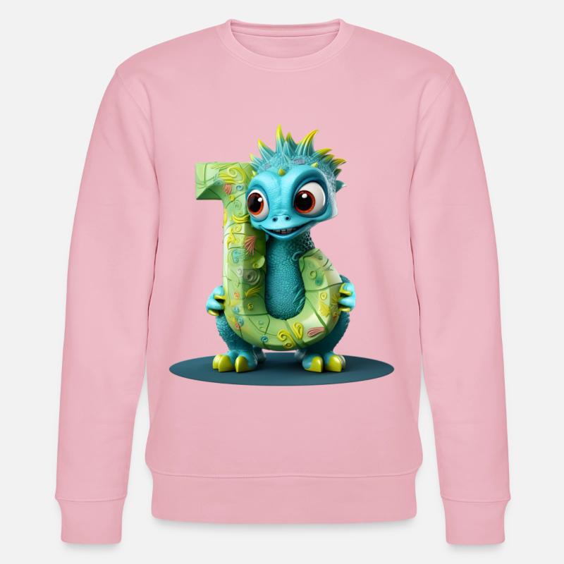 Blauer Drache mit Buchstabe J Alphabet - Stanley/Stella Unisex Bio-Sweatshirt CHANGER  - Hellrosa