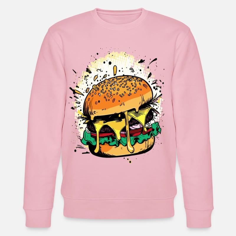 Cheeseburger Comic Burger - Stanley/Stella Unisex Bio-Sweatshirt CHANGER  - Hellrosa