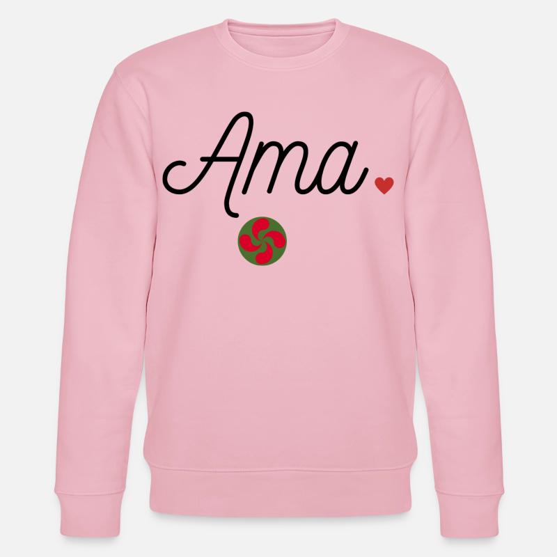 Ama et Lauburu. Maman en Basque - Sweat bio CHANGER Stanley/Stella Unisexe - rose pâle