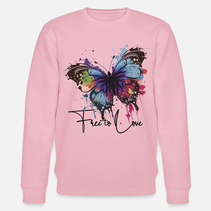 Rainbow Butterfly Splash libre d’aimer - Sweat bio CHANGER Stanley/Stella Unisexe - rose pâle