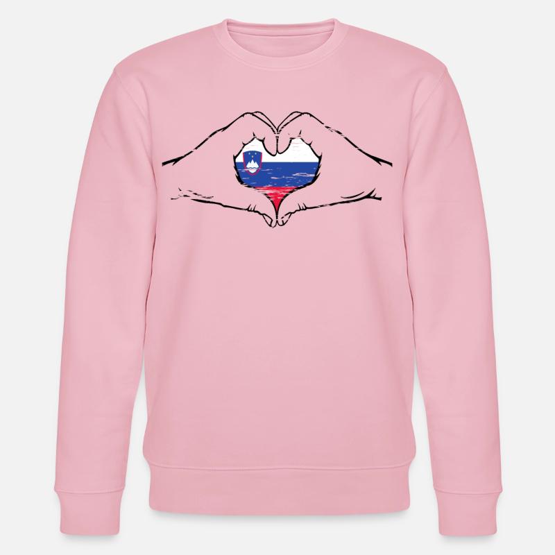 Slowenien Flagge Herzform used - Stanley/Stella Unisex Bio-Sweatshirt CHANGER  - Hellrosa