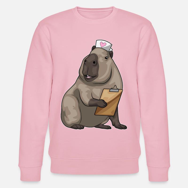 Capybara infirmière bloc-notes - Sweat bio CHANGER Stanley/Stella Unisexe - rose pâle