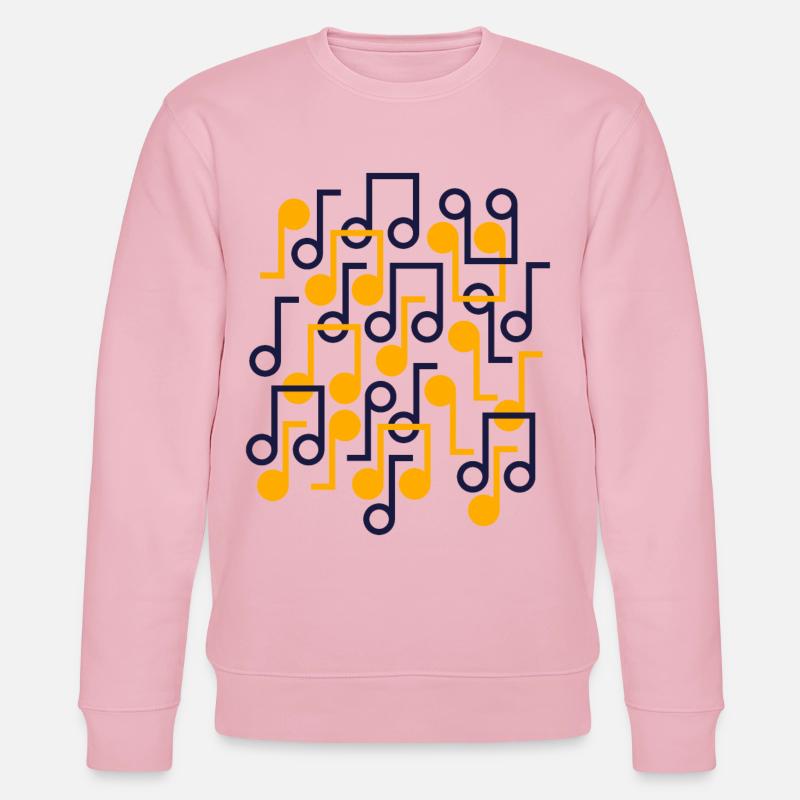 Music Notes Retro Style Pattern - Stanley/Stella CHANGER Unisex Organic Sweatshirt - cotton pink