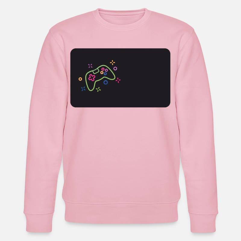 Bunter Spielecontroller auf schwarzem Hintergrund - Stanley/Stella Unisex Bio-Sweatshirt CHANGER  - Hellrosa