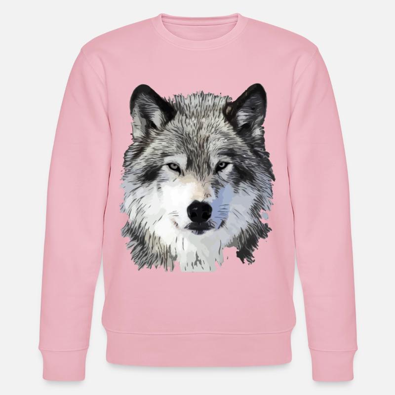 Der Wolf - Stanley/Stella Unisex Bio-Sweatshirt CHANGER  - Hellrosa