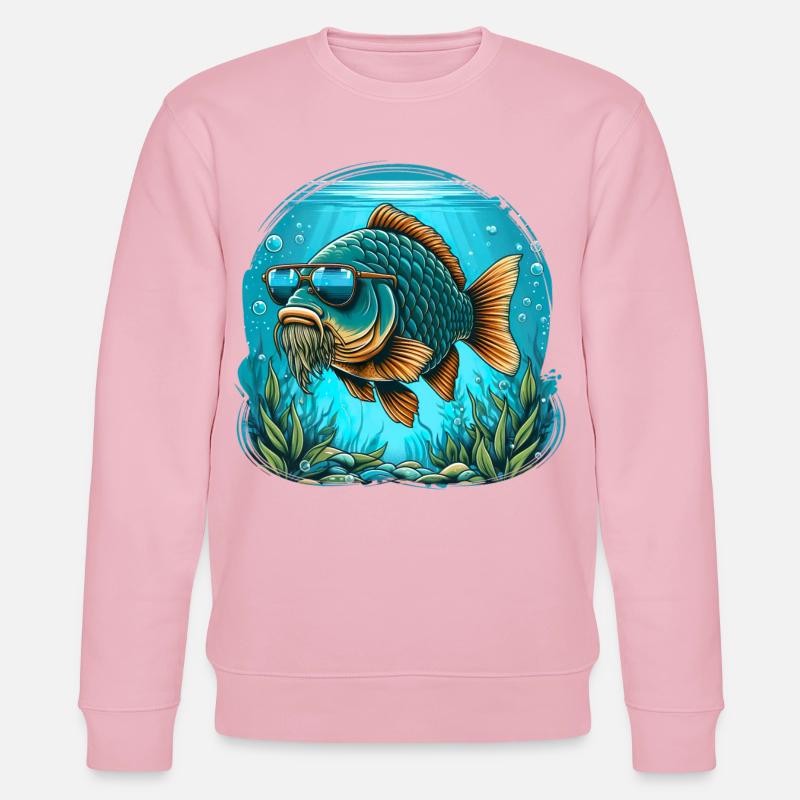 Carpe avec lunettes de soleil - Sweat bio CHANGER Stanley/Stella Unisexe - rose pâle