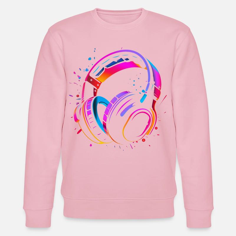 90er Kopfhörer Retrowave - Stanley/Stella Unisex Bio-Sweatshirt CHANGER  - Hellrosa
