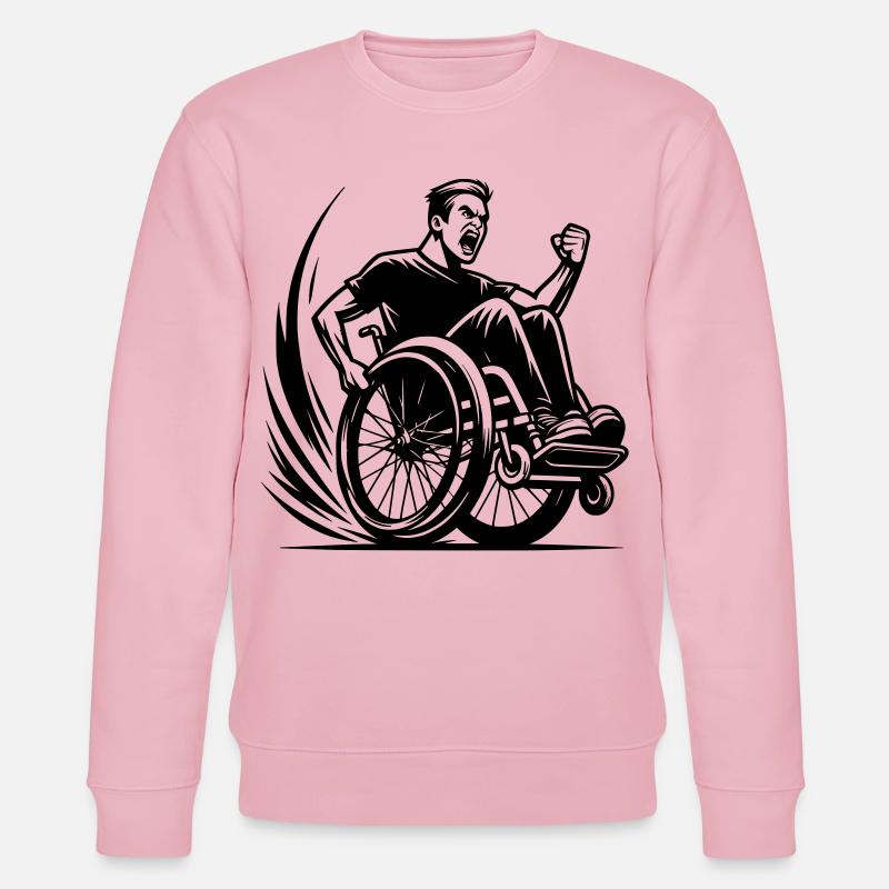 Wütender Rollstuhlfahrer macht einen Wheelie # - Stanley/Stella Unisex Bio-Sweatshirt CHANGER  - Hellrosa