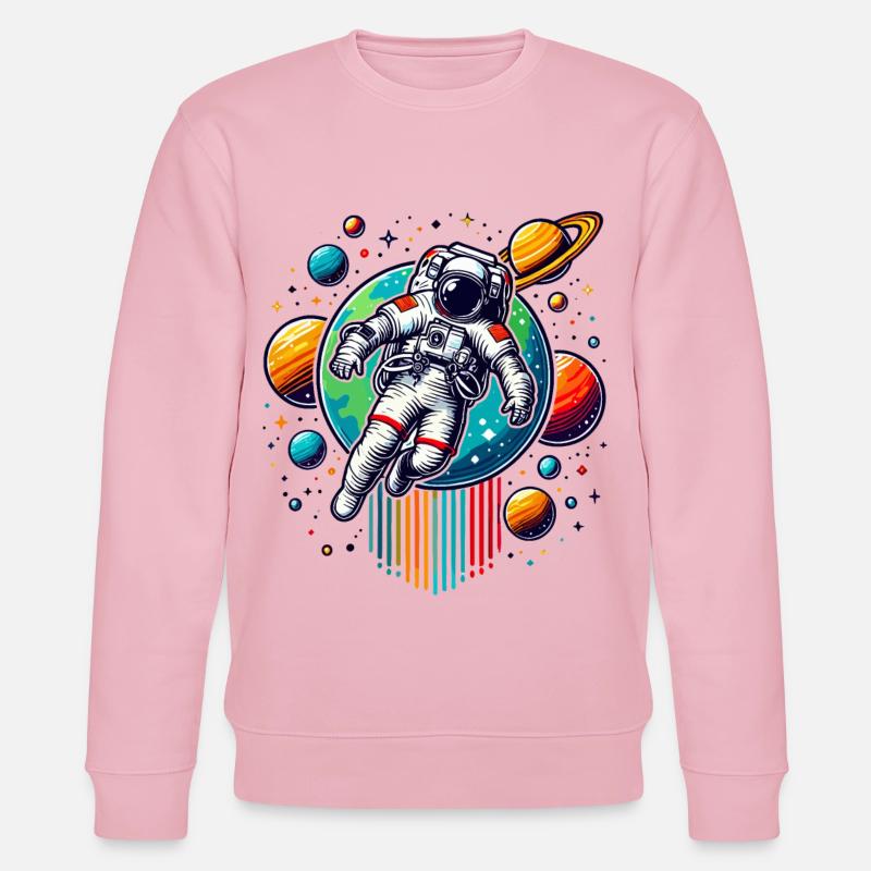 Astronautes rétro Space Planet Design - Sweat bio CHANGER Stanley/Stella Unisexe - rose pâle