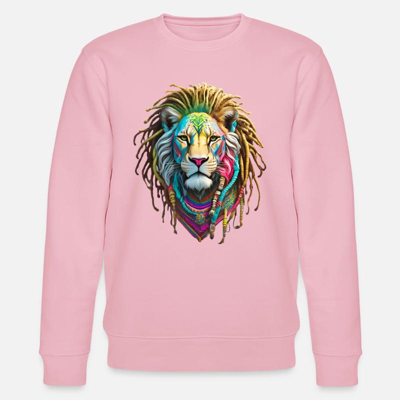 Bunte Afro Löwen und kunstvolle Dreadlocks - Stanley/Stella Unisex Bio-Sweatshirt CHANGER  - Hellrosa
