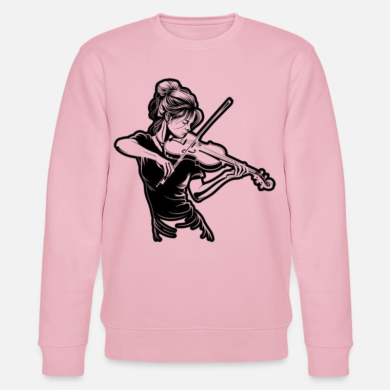 Geige Mädchen Zeichnung - Stanley/Stella Unisex Bio-Sweatshirt CHANGER  - Hellrosa