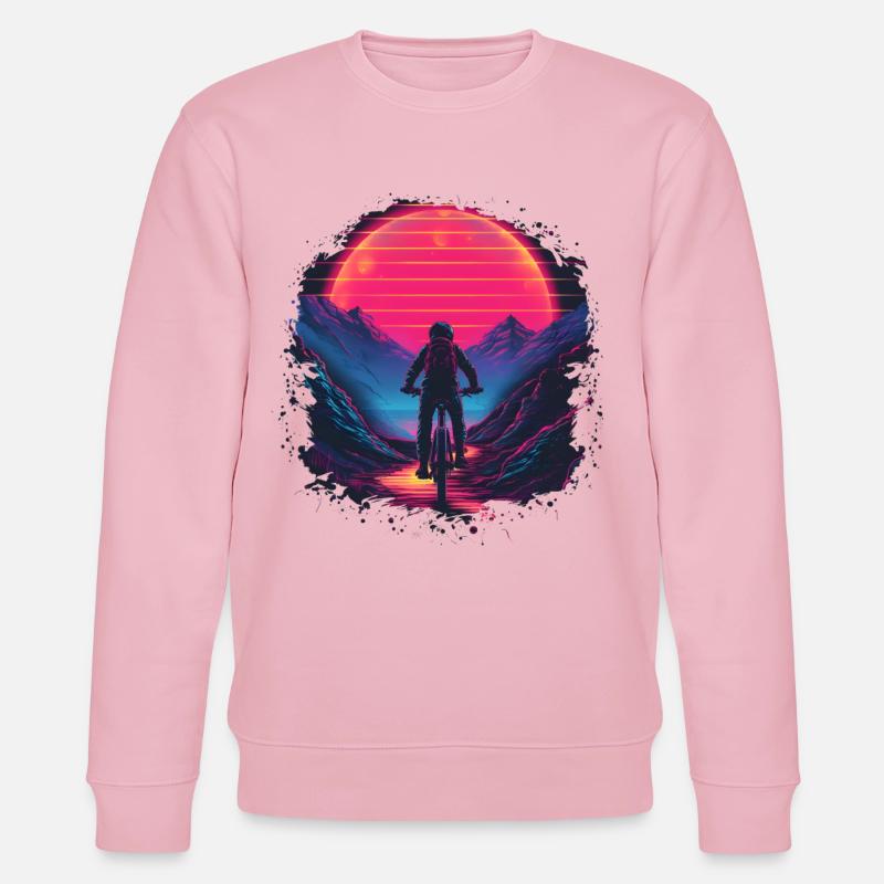 Mountain Biking Synthwave - Stanley/Stella CHANGER Unisex Organic Sweatshirt - cotton pink