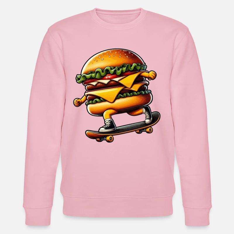 Cheeseburger Burger Skateboard Skater - Stanley/Stella Unisex Bio-Sweatshirt CHANGER  - Hellrosa