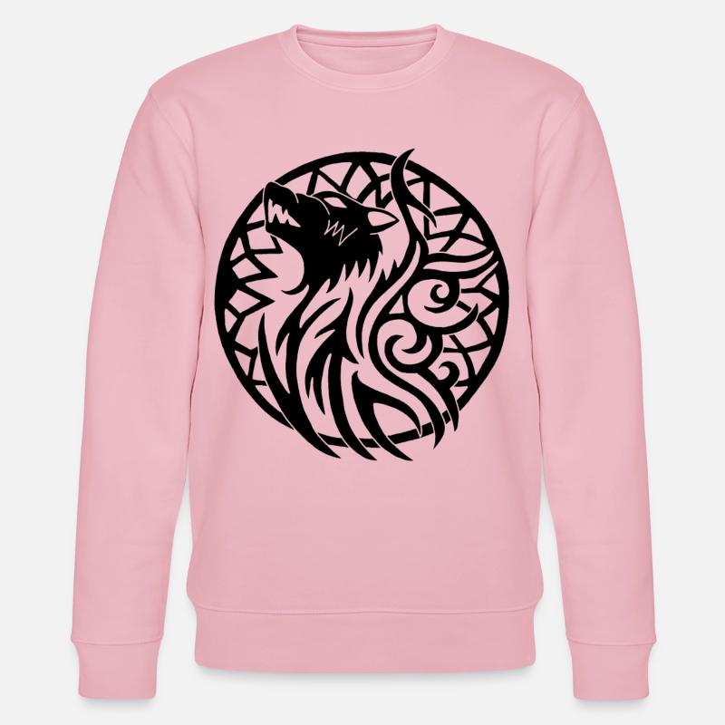 Schwarzer Wolf und Glücksbringer - Stanley/Stella Unisex Bio-Sweatshirt CHANGER  - Hellrosa