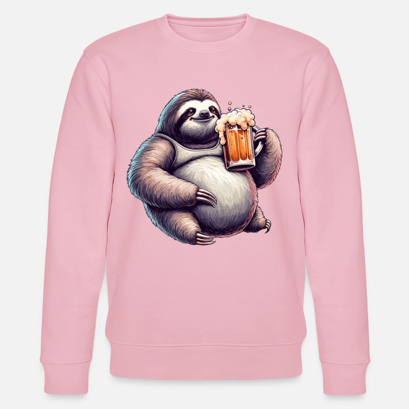 Dad Bod Bierbauch Bier Faultier Geschenk - Stanley/Stella Unisex Bio-Sweatshirt CHANGER  - Hellrosa