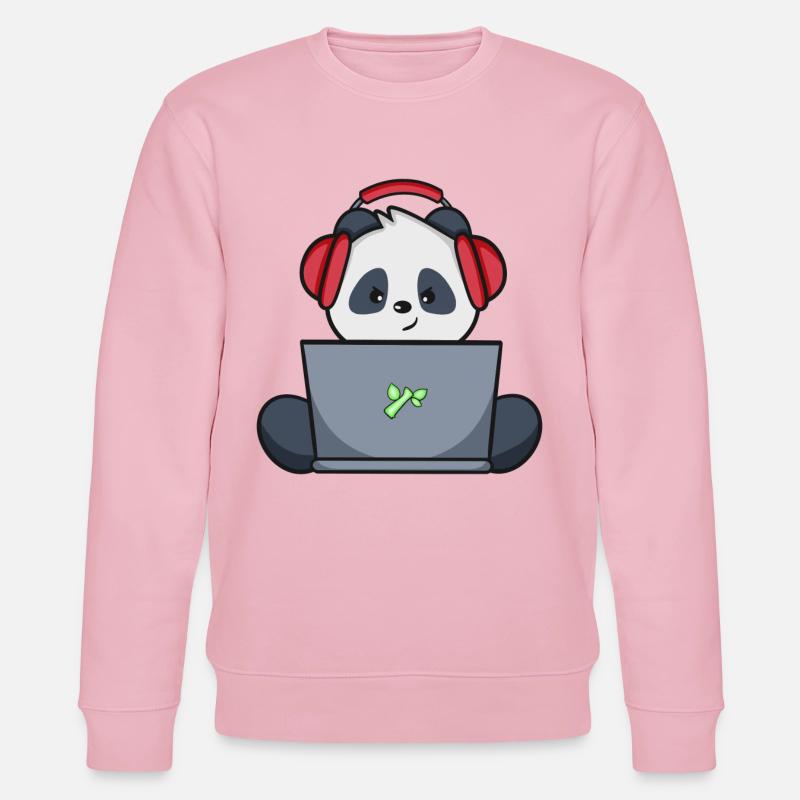 Gaming Panda mit gelbem Headset - Stanley/Stella Unisex Bio-Sweatshirt CHANGER  - Hellrosa