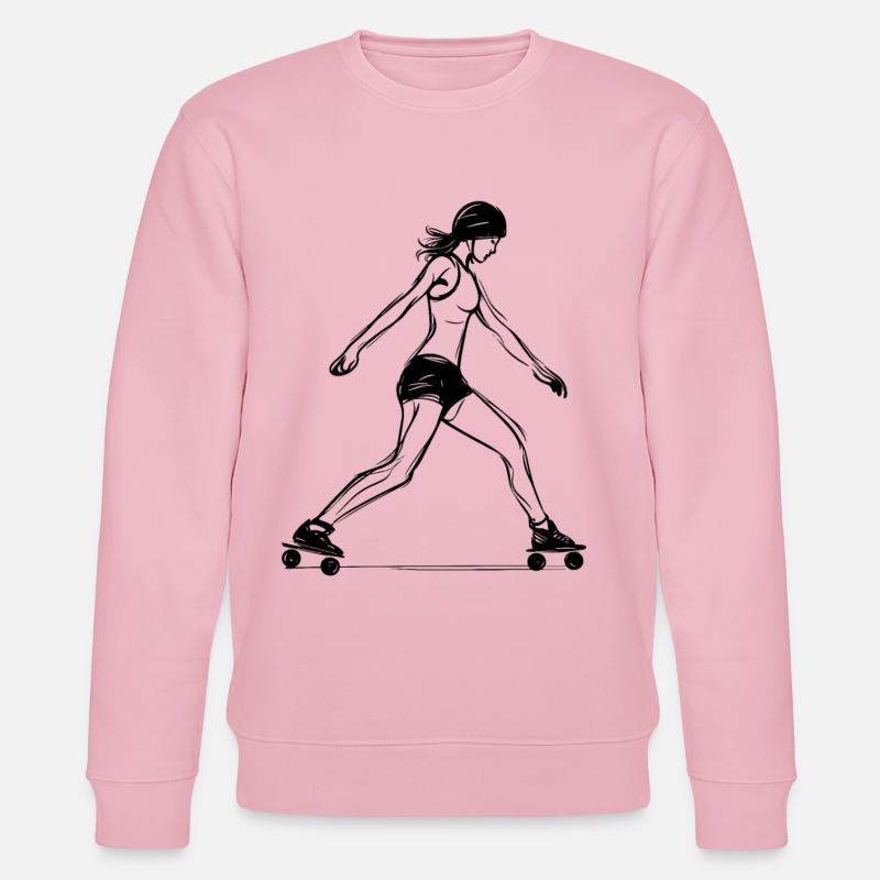 Rollschuhläuferin Line Art - Stanley/Stella Unisex Bio-Sweatshirt CHANGER  - Hellrosa