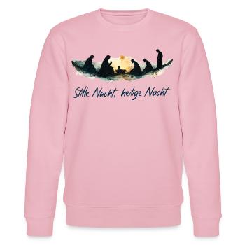Stille Nacht heilige Nacht Krippe Weihnachten - Stanley/Stella Unisex Bio-Sweatshirt CHANGER  - Hellrosa - Vorne - Jaron (178cm) & Liana (172cm)