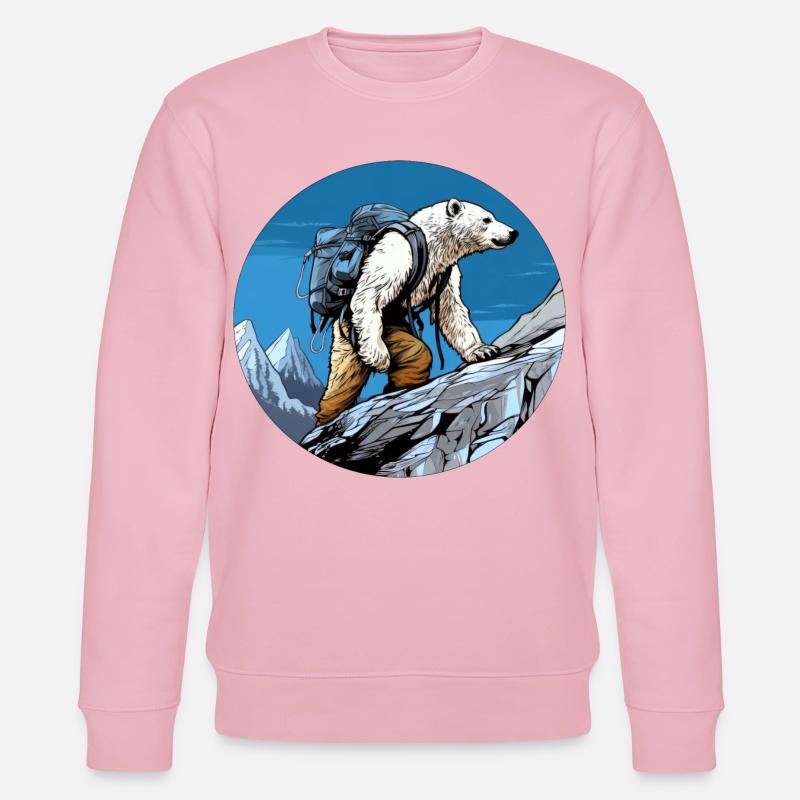 Eisbären Wandern / Bergsteiger Eisbär - Stanley/Stella Unisex Bio-Sweatshirt CHANGER  - Hellrosa