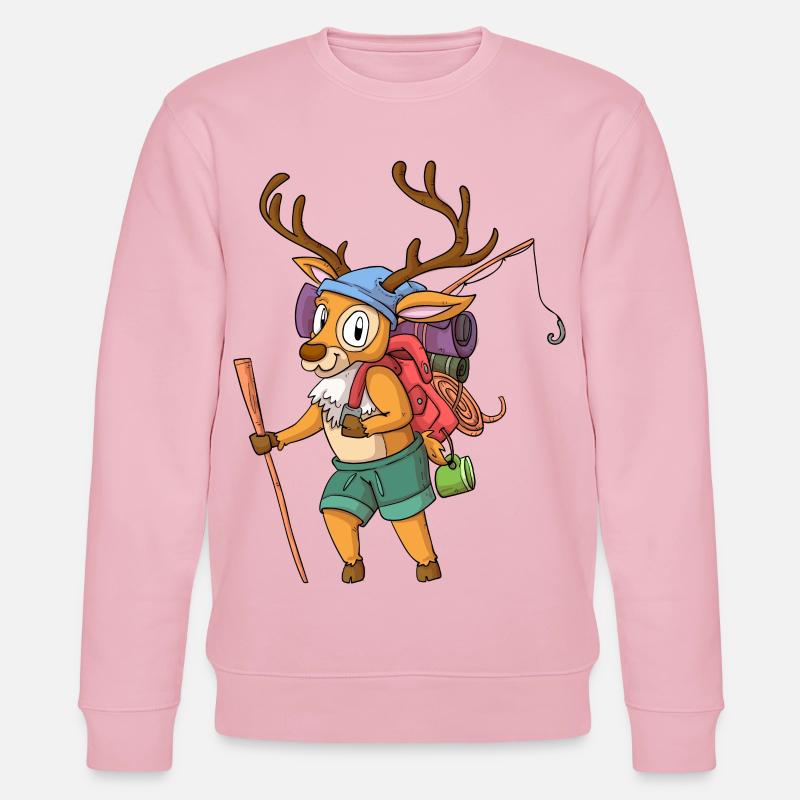 Hirsch Wanderer / Wandernder Hirsch - Stanley/Stella Unisex Bio-Sweatshirt CHANGER  - Hellrosa