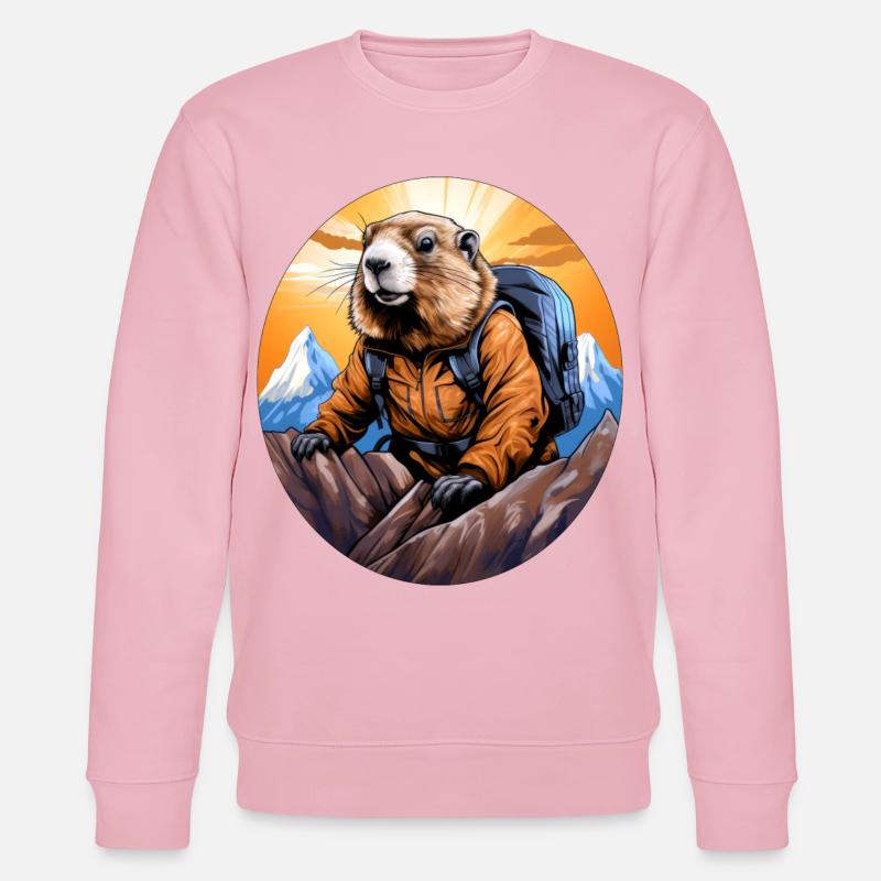 Murmeltier Bergsteiger / Wandern Murmeltiere - Stanley/Stella Unisex Bio-Sweatshirt CHANGER  - Hellrosa