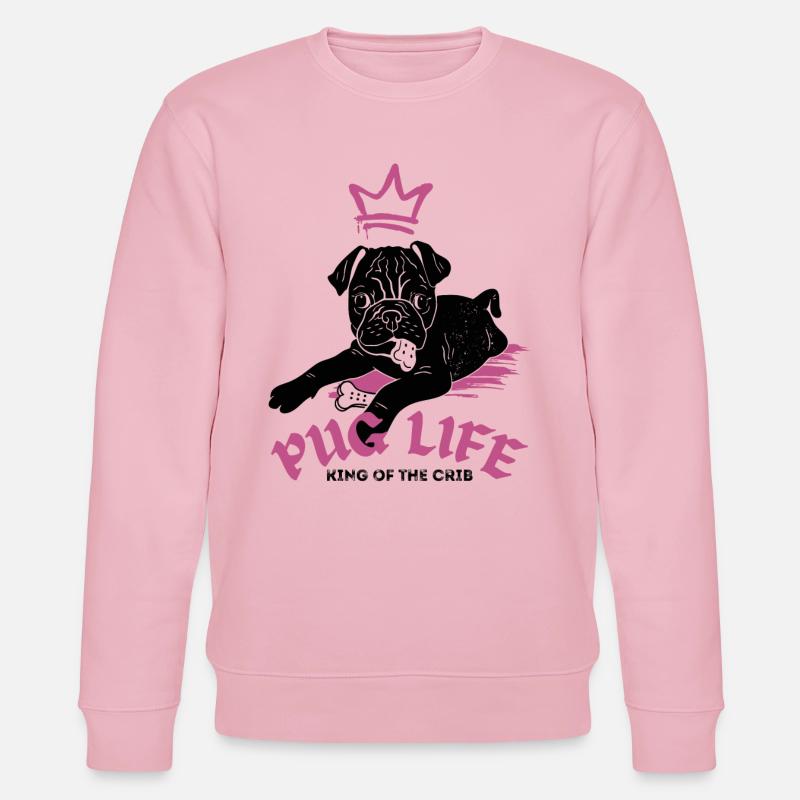 Pug Life – Mops mit Krone - Stanley/Stella Unisex Bio-Sweatshirt CHANGER  - Hellrosa