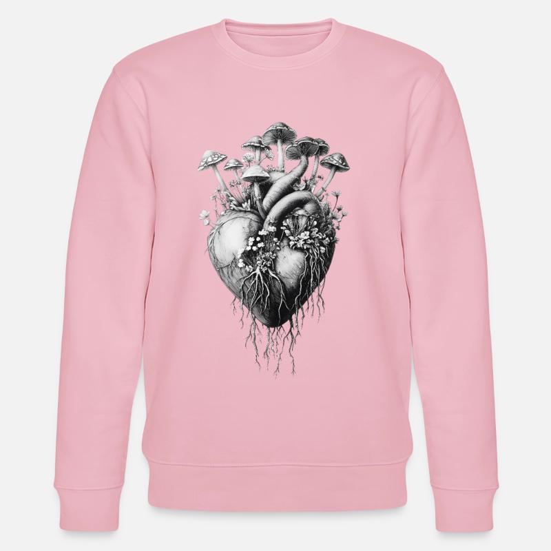 Champignons, Champignons, Fleurs, Botanique - Sweat bio CHANGER Stanley/Stella Unisexe - rose pâle