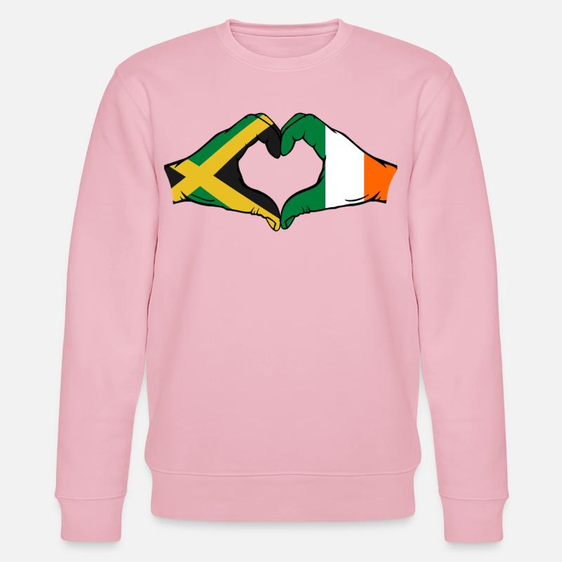 Jamaika Irland Hände Herzform - Stanley/Stella Unisex Bio-Sweatshirt CHANGER  - Hellrosa