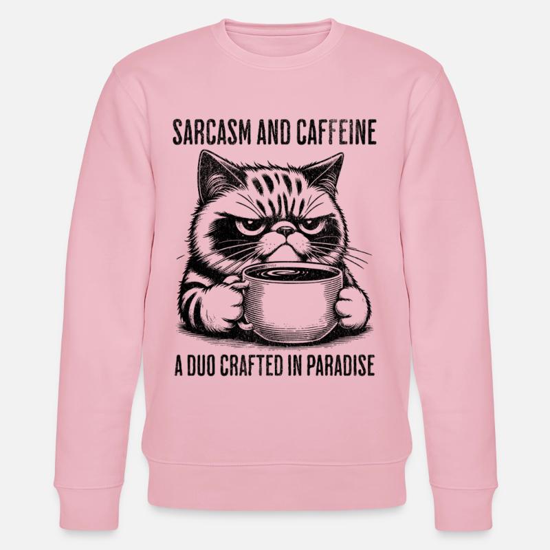 Sarkasmus und Koffein - Stanley/Stella Unisex Bio-Sweatshirt CHANGER  - Hellrosa