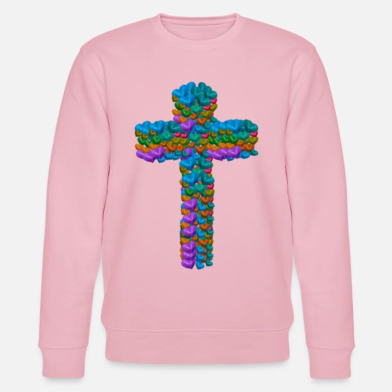 Croix Croix Coeurs Coeurs Crucifix - Sweat bio CHANGER Stanley/Stella Unisexe - rose pâle