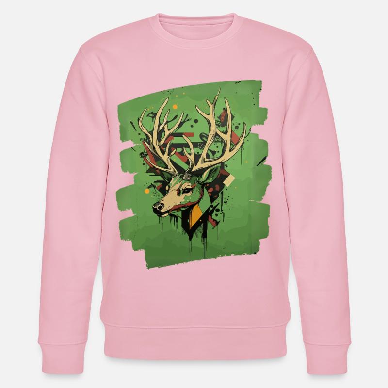 Hirsch mit Geweih - Stanley/Stella Unisex Bio-Sweatshirt CHANGER  - Hellrosa