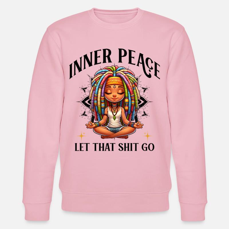 Bunte Meditationsfigur Dreadlocks Yoga  - Stanley/Stella Unisex Bio-Sweatshirt CHANGER  - Hellrosa