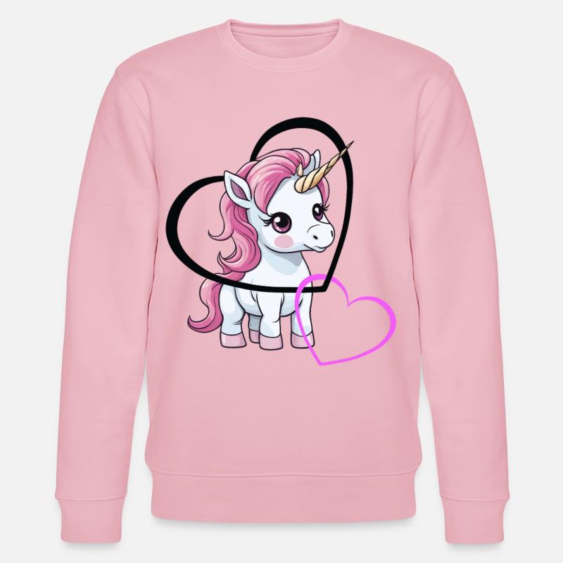 Einhorn Herz Herzen Valentin - Stanley/Stella Unisex Bio-Sweatshirt CHANGER  - Hellrosa