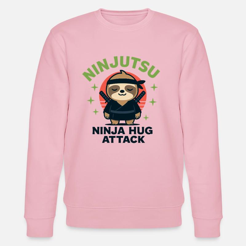 Ninja Cuddle Sloth HugAttack - Stanley/Stella CHANGER Unisex Organic Sweatshirt - cotton pink