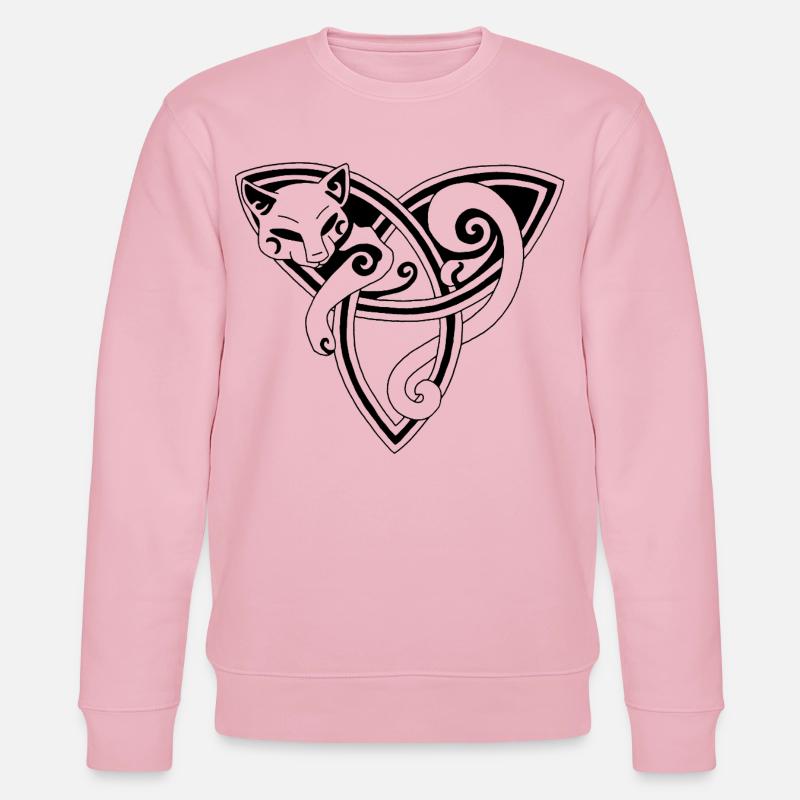 Die keltische Katze ruht (schwarz) - Stanley/Stella Unisex Bio-Sweatshirt CHANGER  - Hellrosa