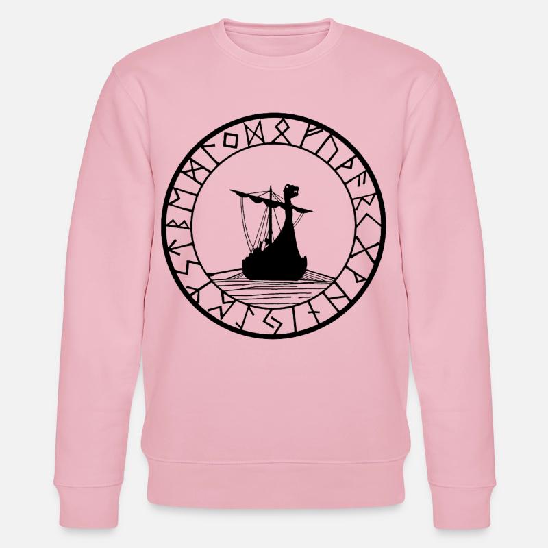 Schwarzes Wikinger-Langschiff und Kompass - Stanley/Stella Unisex Bio-Sweatshirt CHANGER  - Hellrosa