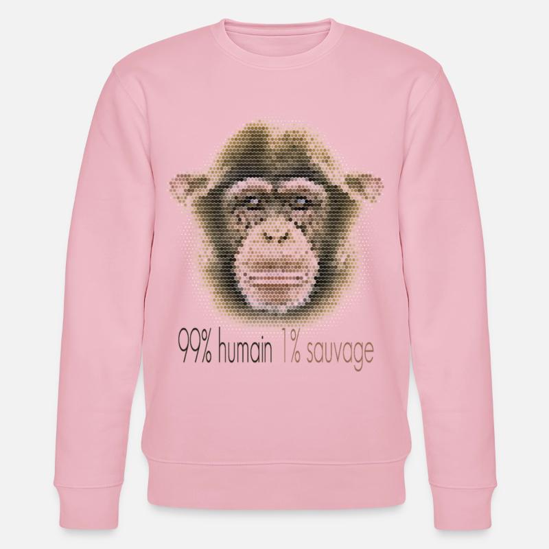 Schimpansengesicht – 99% Mensch 1% Wild - Stanley/Stella Unisex Bio-Sweatshirt CHANGER  - Hellrosa