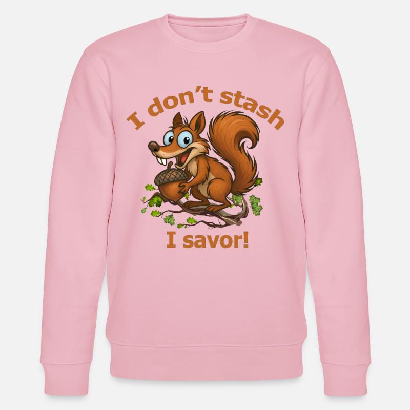 Verspieltes Eichhörnchen mit Eichel-Design - Stanley/Stella Unisex Bio-Sweatshirt CHANGER  - Hellrosa