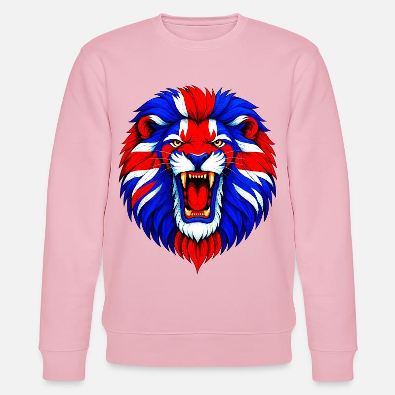 Lebendiger Löwenkopf mit Union Jack Mähne - Stanley/Stella Unisex Bio-Sweatshirt CHANGER  - Hellrosa