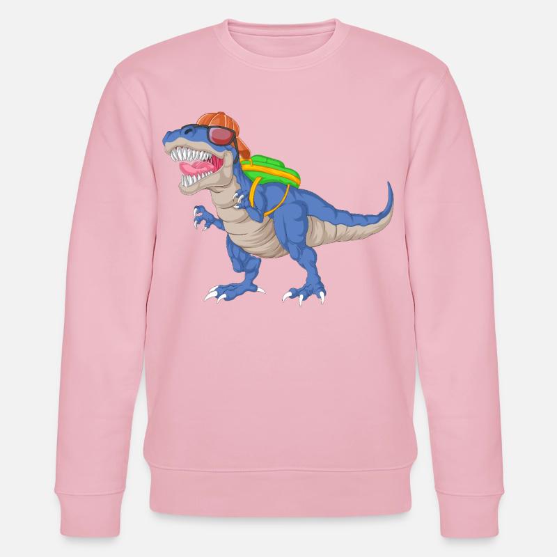 Dinosaur with Backpack and Sunglasses School  - Stanley/Stella CHANGER Unisex Organic Sweatshirt - cotton pink