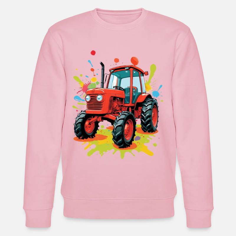 Farbenfroher Traktor Kunstdesign - Stanley/Stella Unisex Bio-Sweatshirt CHANGER  - Hellrosa