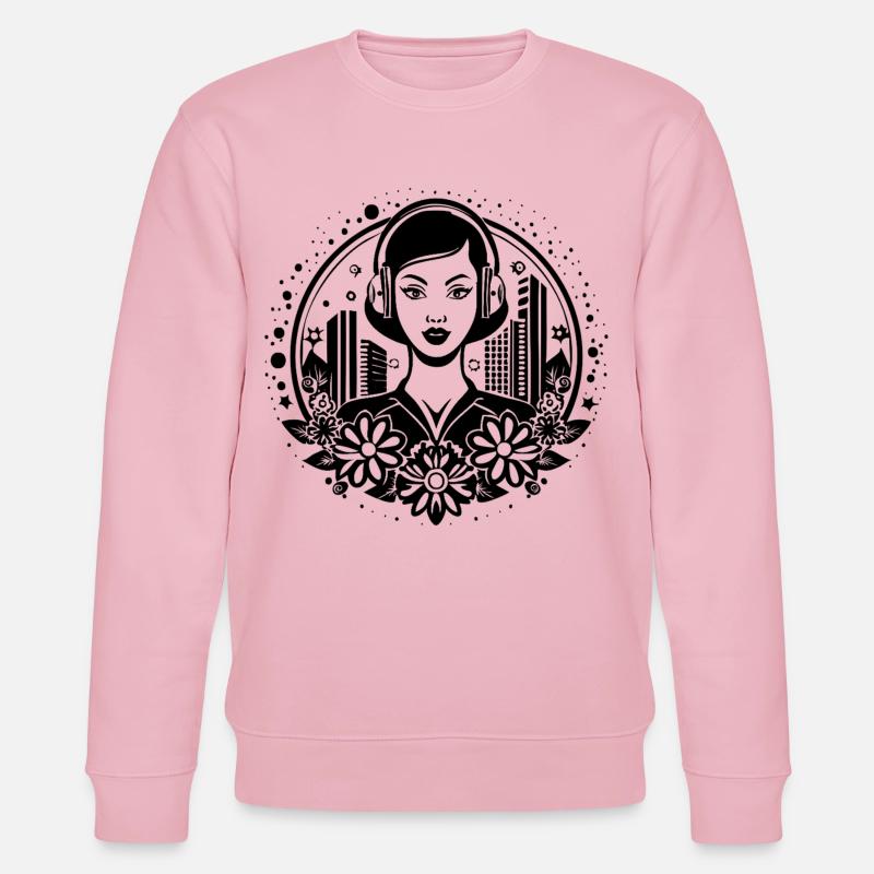 Techno Beat kick – Frau, Kopfhörer, Sequenz - Stanley/Stella Unisex Bio-Sweatshirt CHANGER  - Hellrosa