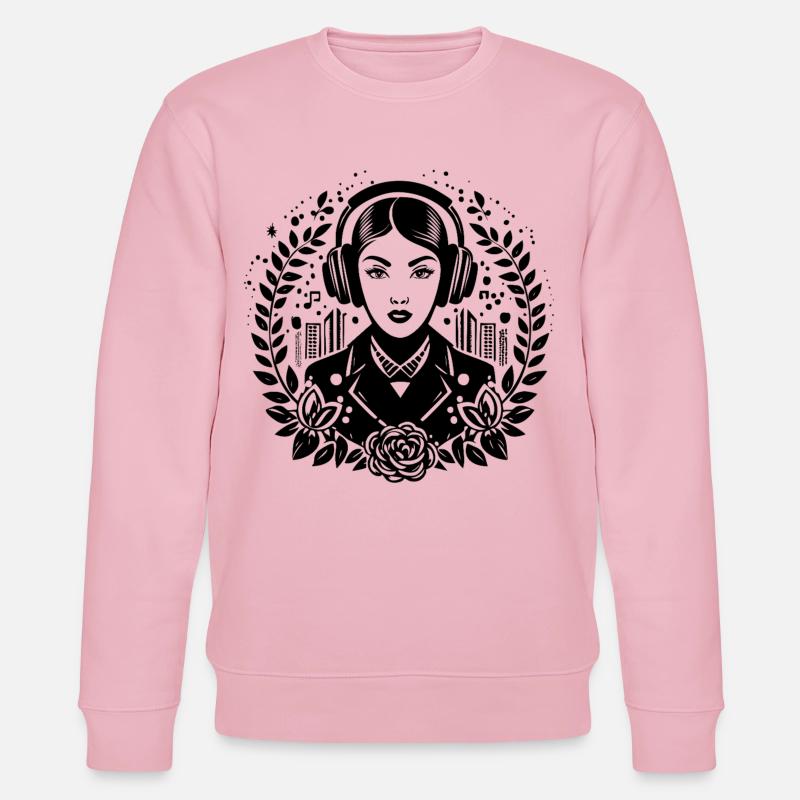 Träumerin Traum Gedanke – Frau, Kopfhörer, Blick - Stanley/Stella Unisex Bio-Sweatshirt CHANGER  - Hellrosa