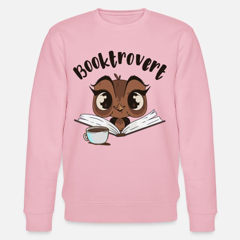 Booktrovert Eule mit Buch und Kaffee - Stanley/Stella Unisex Bio-Sweatshirt CHANGER - Hellrosa