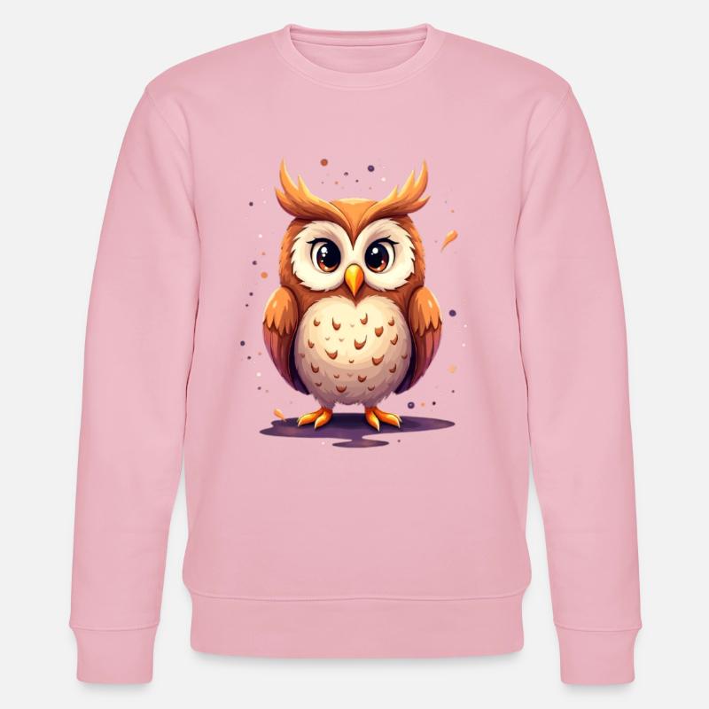Niedliche Eule mit großen Augen - Stanley/Stella Unisex Bio-Sweatshirt CHANGER  - Hellrosa