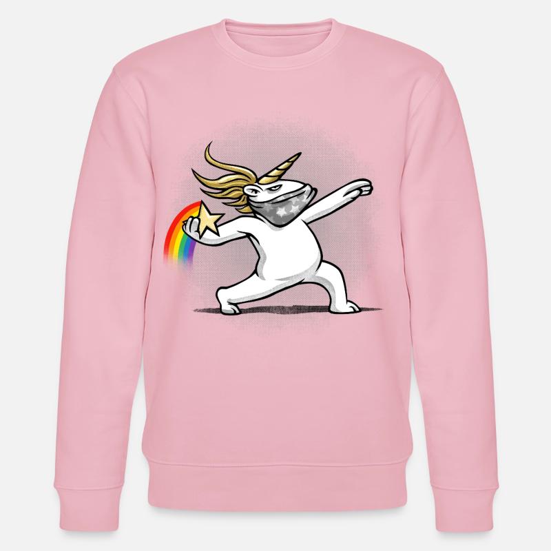 Einhorn wirft einen Regenbogen - Stanley/Stella Unisex Bio-Sweatshirt CHANGER  - Hellrosa
