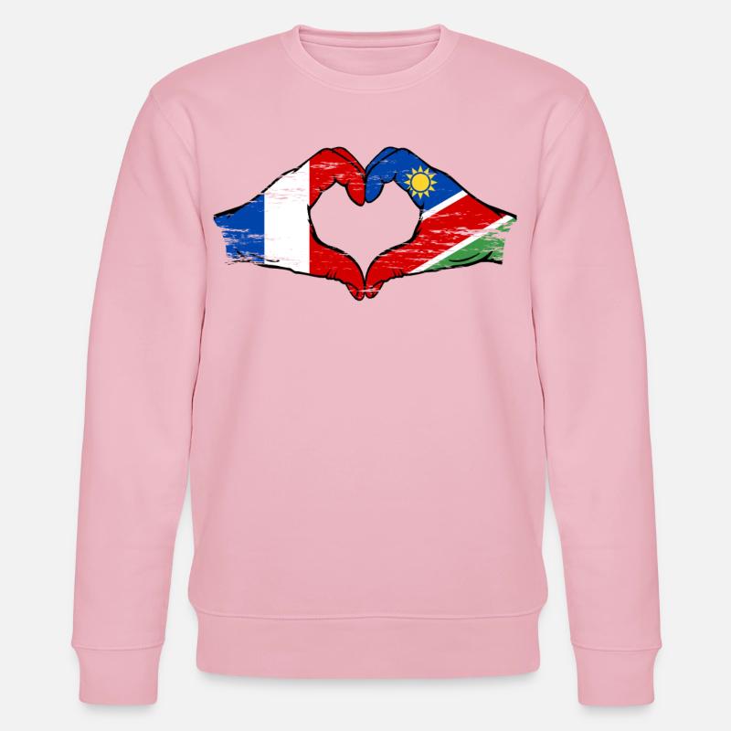 Frankreich Namibia Flagge Herz used - Stanley/Stella Unisex Bio-Sweatshirt CHANGER - Hellrosa