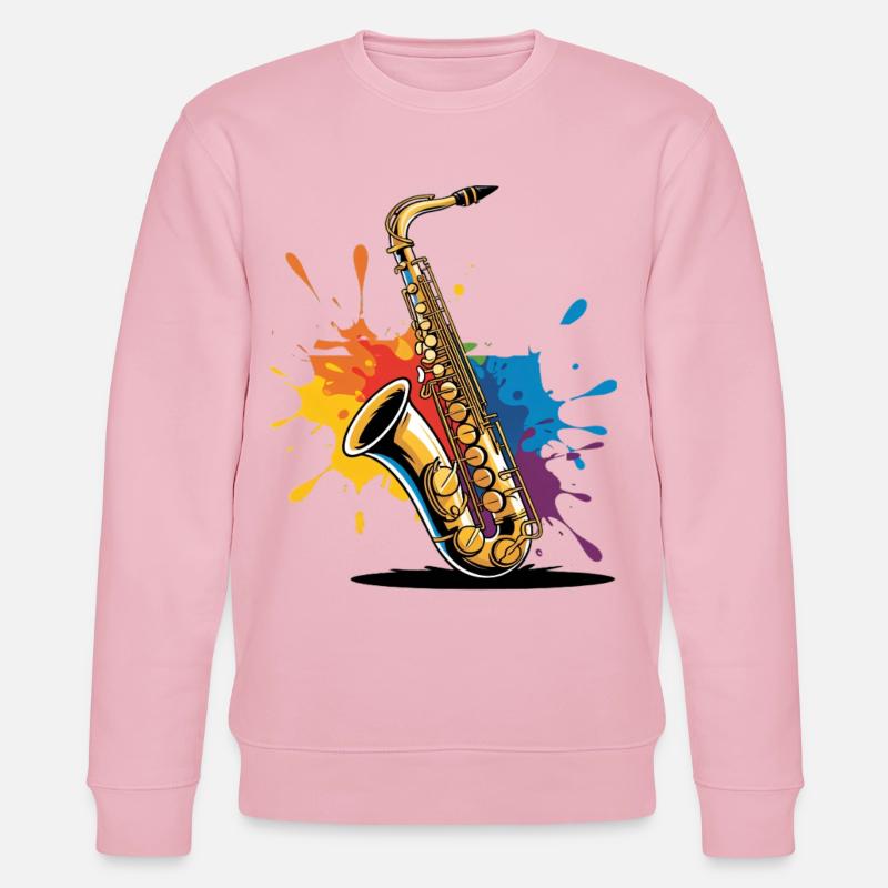 Impression d'art expressionniste de saxophone - Sweat bio CHANGER Stanley/Stella Unisexe - rose pâle