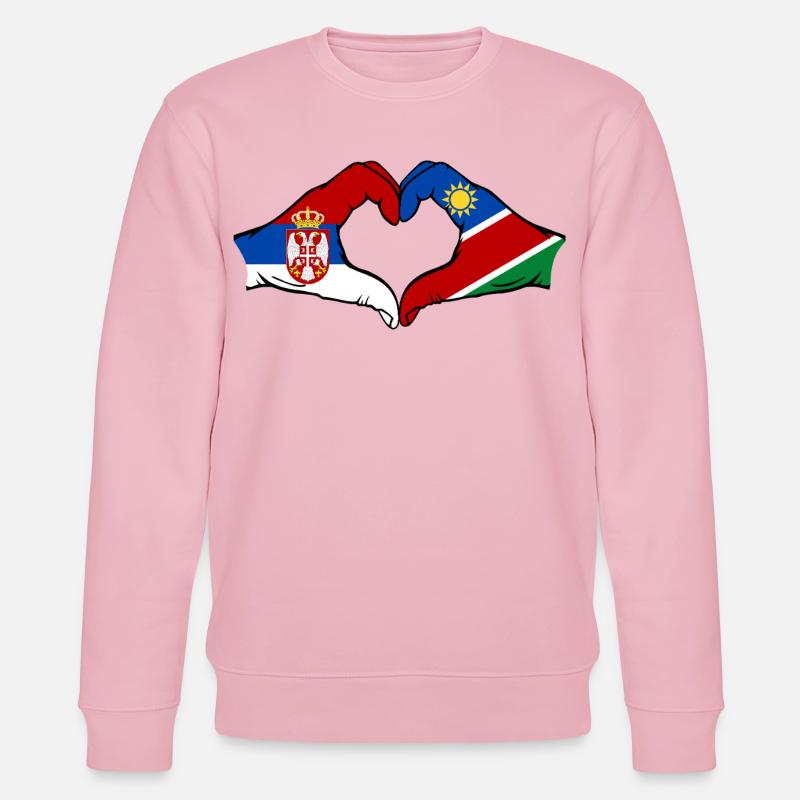 Serbien Namibia Flagge Herz - Stanley/Stella Unisex Bio-Sweatshirt CHANGER  - Hellrosa